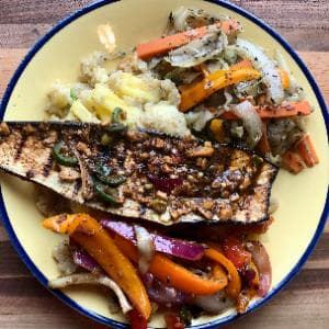 Jerk Grilled Vegetables w/ Pineapple Quinoa & Steamed Cabbage