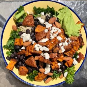 Sweet Potato, Kale, and Quinoa Salad with Avocado Sauce
